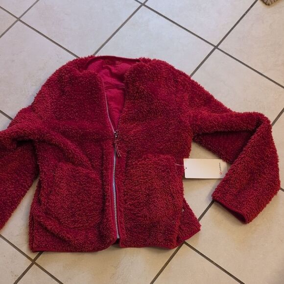 NWT Lululemon Oh So Sherpa Full Zip Jacket Dark Red Size 8 - Picture 2 of 14